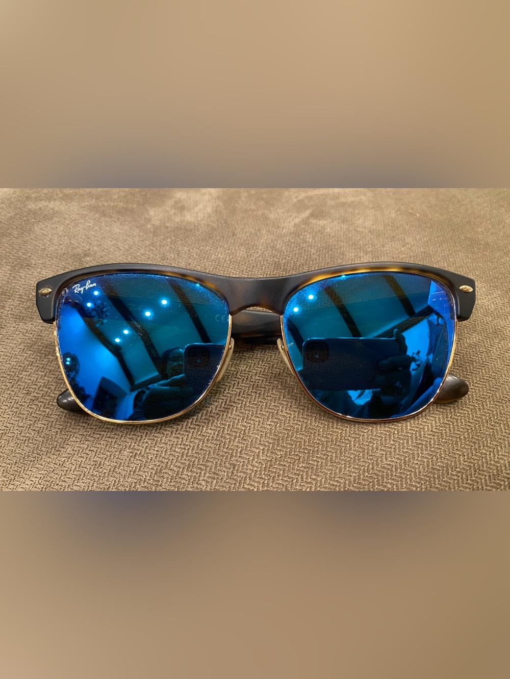 Classic Ray-Ban Clubmaster-Havana frame-Model RB 4175-mirrored lens-vintage 90's